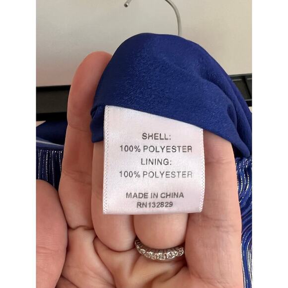 NWOT Lovers and Friends Mya Midi Tiered Blue Metallic Dress Women's Size M - Picture 7 of 10